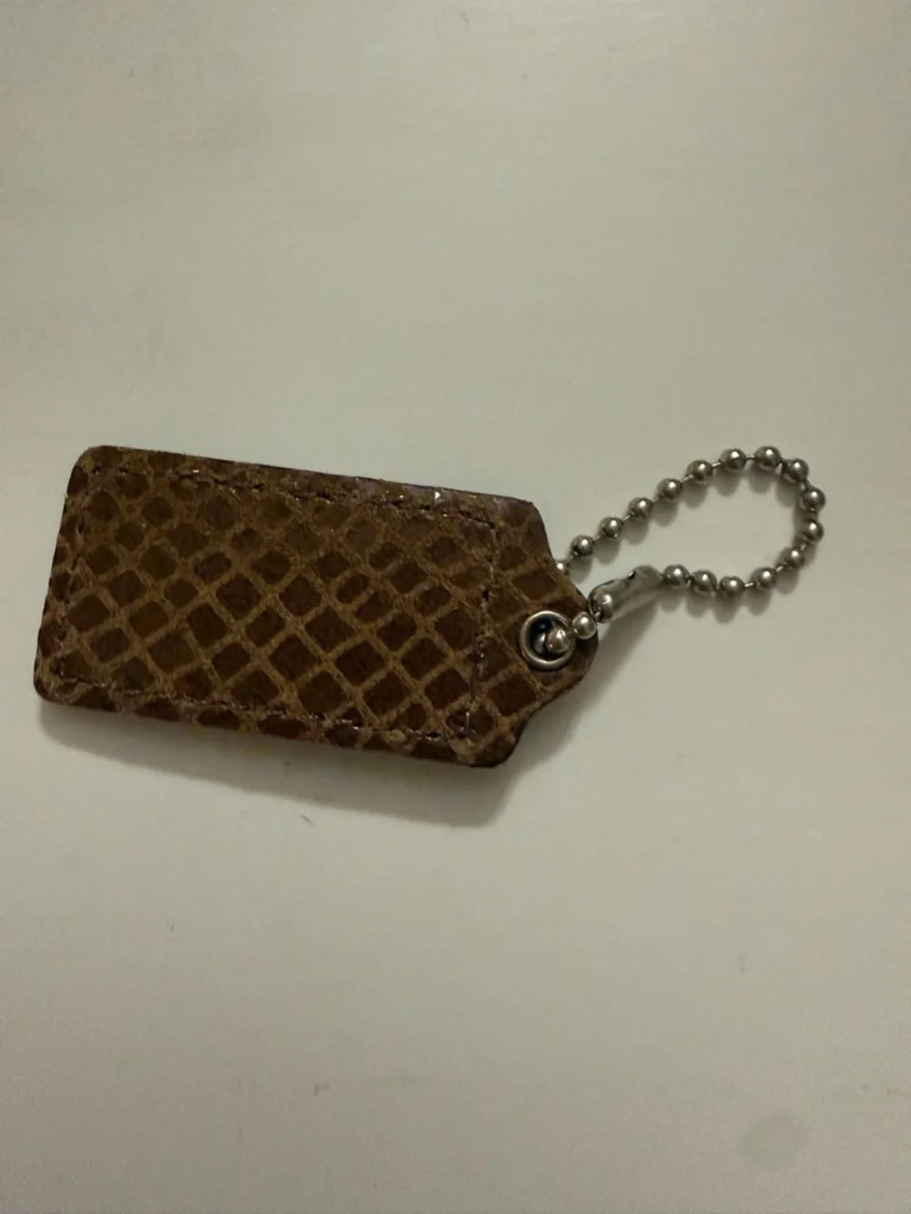 COACH Brown Leather Keychain Tag - Men's Accessory